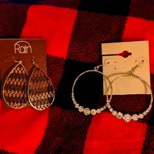2 pair of earrings rain and bke brand